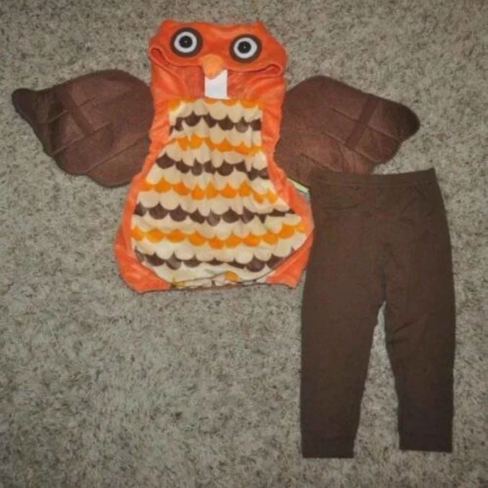 Brown Owl Halloween Costume 0/9 months Plush Vest Pants 2 Pc Baby Unisex
